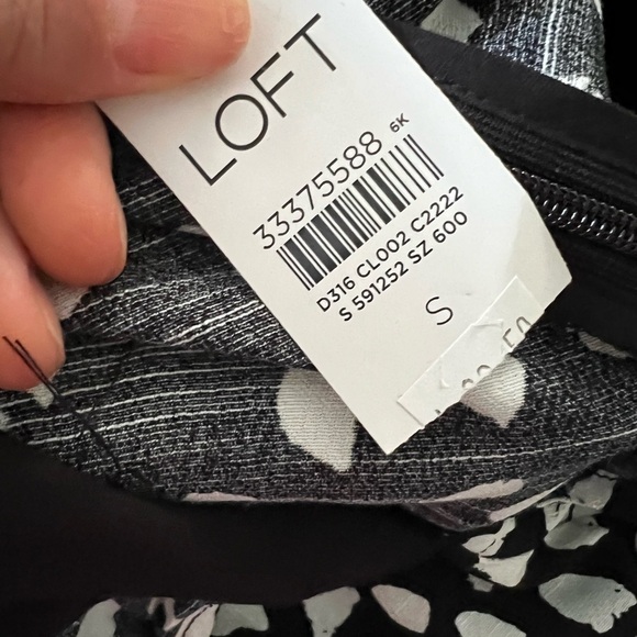 NWT LOFT Dotted Tie Front Flare Black White Dress Small - Picture 7 of 8